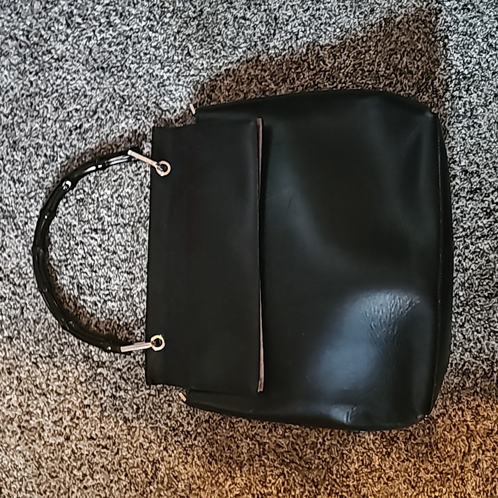 Gucci Bamboo blk leather handbag